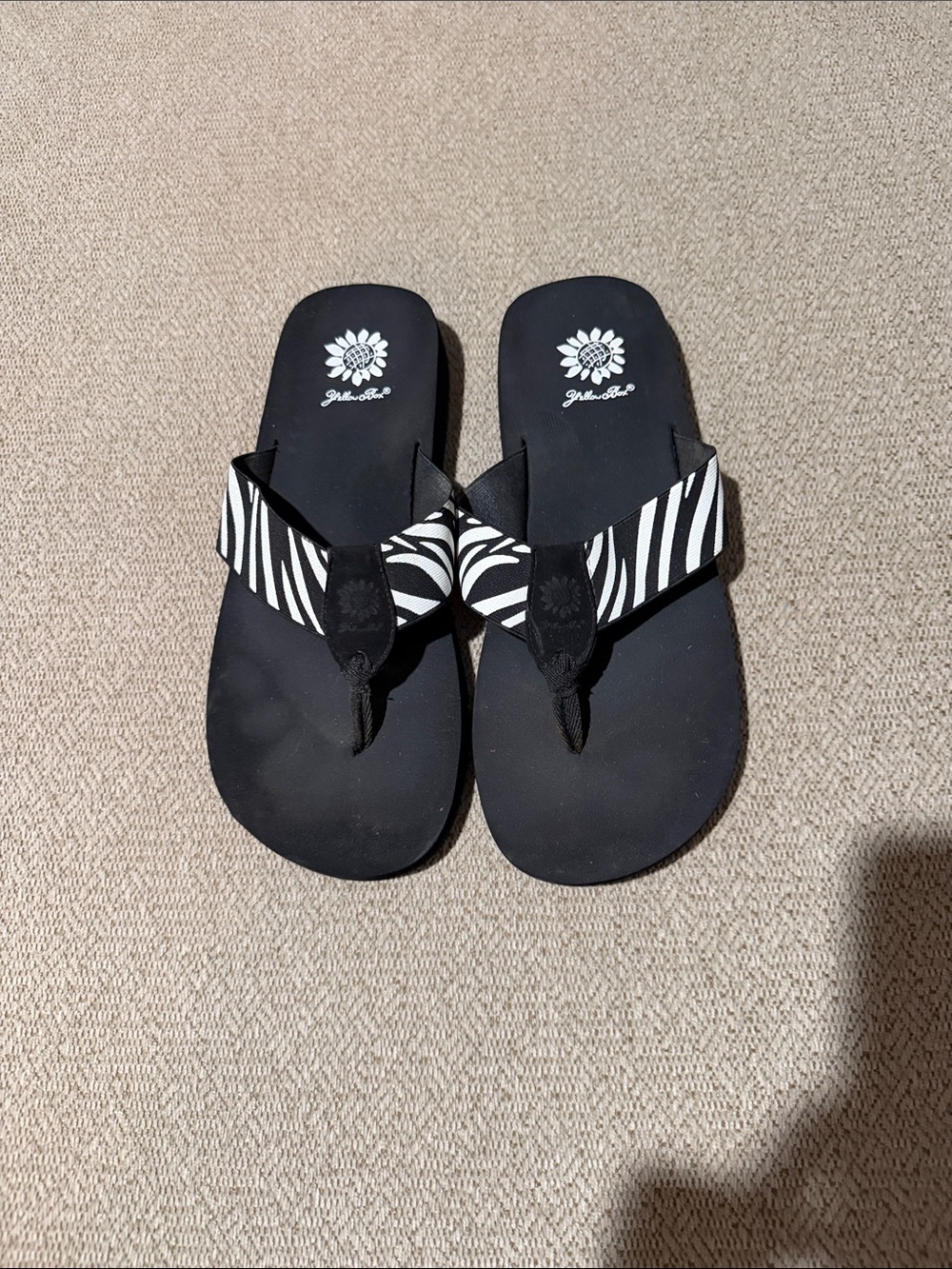Yellow Box Black Zebra-Print Thong Sandals